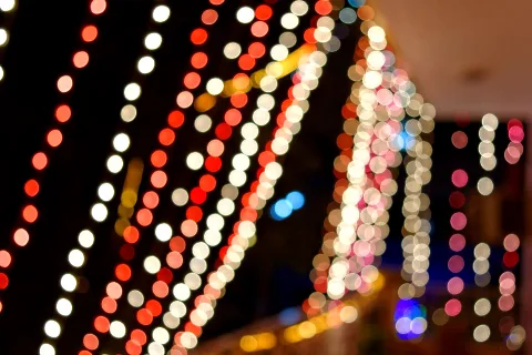 Colourful string lights on a building at Diwali (representative)