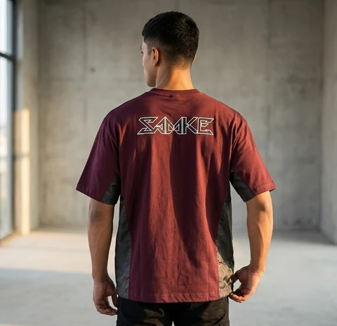 Maroon Shinobi Drop-Shoulder T-shirt