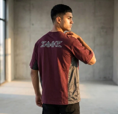 Maroon Shinobi Drop-Shoulder T-shirt