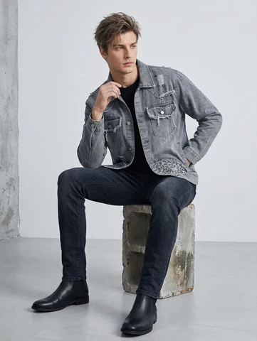 Blue Stealth Leopard Trucker Jacket