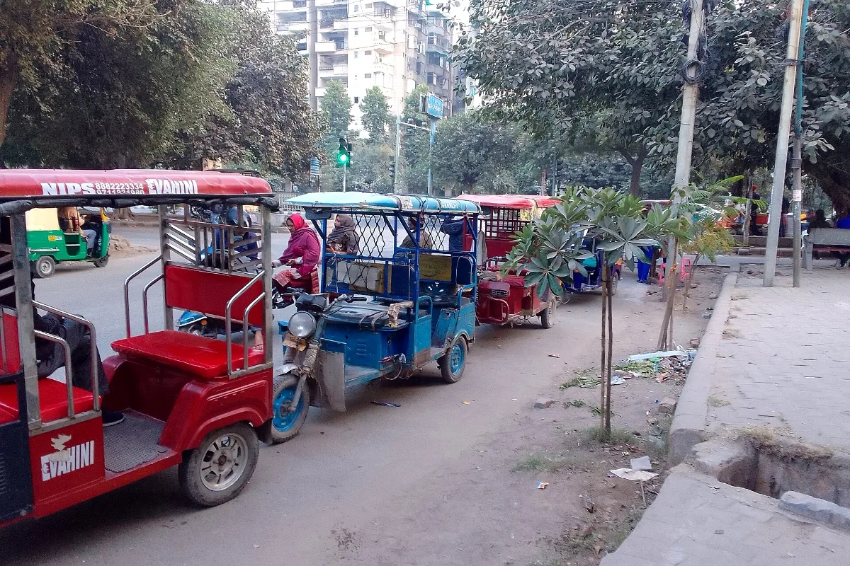 Parked e-rickshaws (representative)