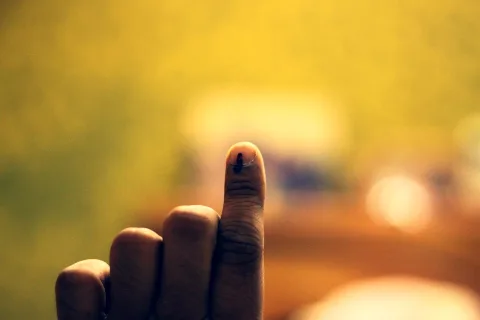 Ink mark on a finger after voting (representative)